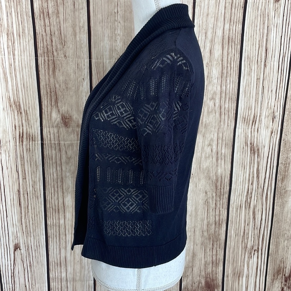 89th & Madison Crochet Knit Navy Sweater Acrylic Cardigan Small - Picture 4 of 9